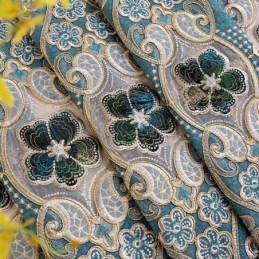 Półzaciemniające Zasłony Europejskie Haftowane Kwiatowe Chenille Do Salonu Sypialni
