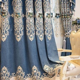 Półzaciemniające Zasłony Europejskie Haftowane Kwiatowe Chenille Do Salonu Sypialni
