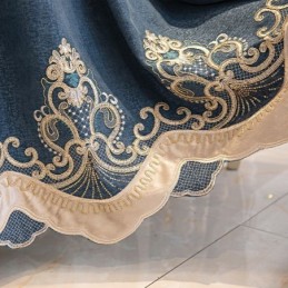 Półzaciemniające Zasłony Europejskie Haftowane Kwiatowe Chenille Do Salonu Sypialni