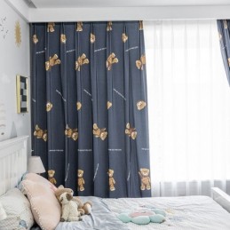 Zasłona Bawełniana Na Wymiar Zasłona Z Nadrukiem Niedźwiedzia W Stylu Dziecięcym