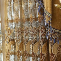 Półzaciemniająca Zasłona Wykonana Na Wymiar Zasłona Haftowana Europejskimi Kwiatami Imitacja Kaszmiru Do Salonu