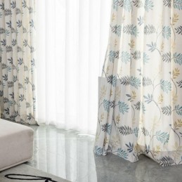 Zasłona Bawełniana Zasłona Na Wymiar Styl Skandynawski Liść Drukowany