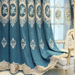 Zasłony Z Haftem Szenilowym W Stylu Europejskim, Kwiatowe Do Salonu, Sypialni