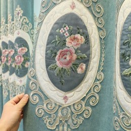 Zasłony Z Haftem Szenilowym W Stylu Europejskim, Kwiatowe Do Salonu, Sypialni