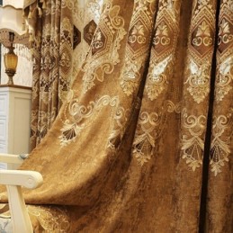 Zasłona Chenille Zasłona Na Wymiar Europejski Haft Kwiatowy Do Salonu Sypialni