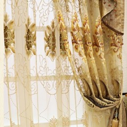 Zasłona Chenille Semi Blackout Zasłona Na Wymiar Haft Europejski Kwiatowy Do Salonu Sypialni