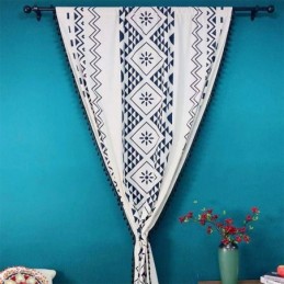 Zasłony Lniane W Stylu Nordyckim Z Nadrukiem Geometrycznym Do Salonu I Sypialni