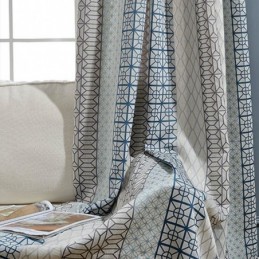 Nordic Cotton Linen Blackout Curtain Zasłona Wykonana Na Wymiar Geometryczny Żakard Do Salonu Sypialni