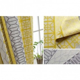 Nordic Cotton Linen Blackout Curtain Zasłona Wykonana Na Wymiar Geometryczny Żakard Do Salonu Sypialni