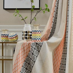 Nordic Cotton Linen Blackout Curtain Zasłona Wykonana Na Wymiar Geometryczny Żakard Do Salonu Sypialni