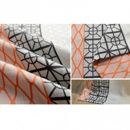 Nordic Cotton Linen Blackout Curtain Zasłona Wykonana Na Wymiar Geometryczny Żakard Do Salonu Sypialni