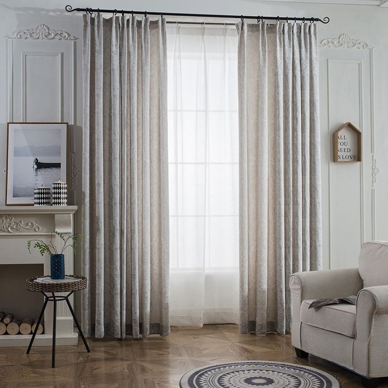 Nordic Blackout Curtain Zasłona Na Wymiar Len Roślina Żakard Do Salonu Sypialni