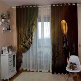Zasłona Na Wymiar Zasłona Horror Castle Druk Cyfrowy Amerykańskie Zasłony