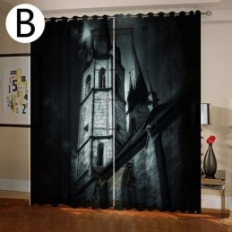Zasłona Na Wymiar Zasłona Horror Castle Druk Cyfrowy Amerykańskie Zasłony