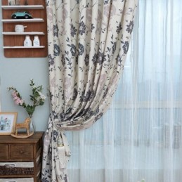Nordic Cotton Blackout Zasłony Drukowane Kwiatowe Okno Do Salonu Sypialni