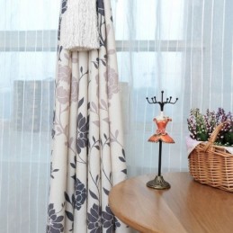 Nordic Cotton Blackout Zasłony Drukowane Kwiatowe Okno Do Salonu Sypialni