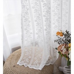 Francuska Koronka Floret Voile Sheer Curtain Panel Zasłonowy Wykonany Na Wymiar Balkon Salon Jeden