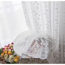 Francuska Koronka Floret Voile Sheer Curtain Panel Zasłonowy Wykonany Na Wymiar Balkon Salon Jeden