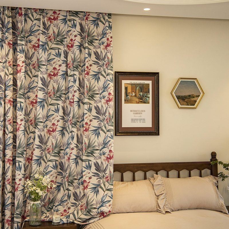 Zasłony American Polycotton Curtain Made To Measure Curtain Plants Printed Blackout Curtains