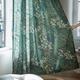 Zasłony American Polycotton Curtain Made To Measure Curtain Plants Printed Semi Blackout Curtains