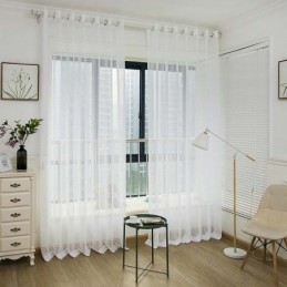 Nordic Simple Sheer Curtain Zasłona Na Wymiar Biała Kratka Żakard Salon Sypialnia Tkanina