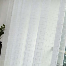 Nordic Simple Sheer Curtain Zasłona Na Wymiar Biała Kratka Żakard Salon Sypialnia Tkanina