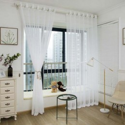 Nordic Simple Sheer Curtain Zasłona Na Wymiar Biała Kratka Żakard Salon Sypialnia Tkanina