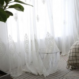 Przewiewna, Przezroczysta Zasłona, Wykonana Na Wymiar, Biała, Do Salonu, Haftowana