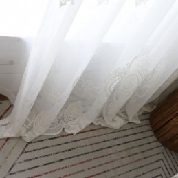 Przewiewna, Przezroczysta Zasłona, Wykonana Na Wymiar, Biała, Do Salonu, Haftowana