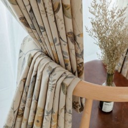 Nordic Linen Blackout Curtain Zasłona Wykonana Na Wymiar Z Nadrukiem Roślinnym Do Salonu Sypialni