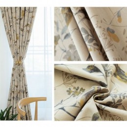 Nordic Linen Blackout Curtain Zasłona Wykonana Na Wymiar Z Nadrukiem Roślinnym Do Salonu Sypialni