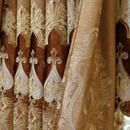 Zasłona Zaciemniająca Chenille Zasłona Na Wymiar Haft Europejski Kwiatowy Do Salonu Sypialni