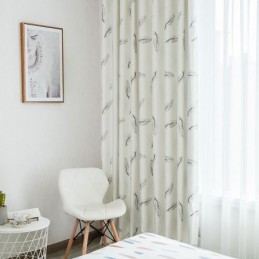 Zasłony Zaciemniające Nordic Feather Printed Do Salonu Sypialni