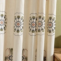 Zasłony Zaciemniające W Stylu Nordyckim Z Poliestru I Bawełny Z Haftem Kwiatowym Do Salonu I Sypialni
