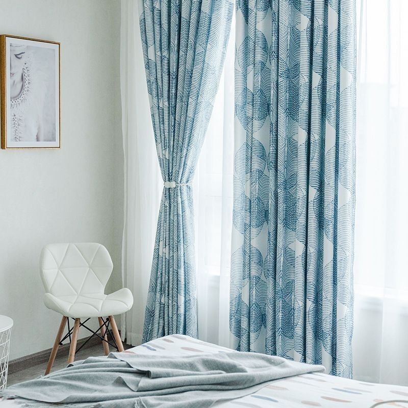 Nordic Blackout Curtain Zasłona Na Wymiar Drukowane Liście Do Salonu Sypialni