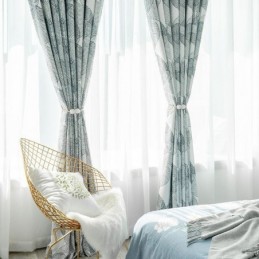 Nordic Blackout Curtain Zasłona Na Wymiar Drukowane Liście Do Salonu Sypialni