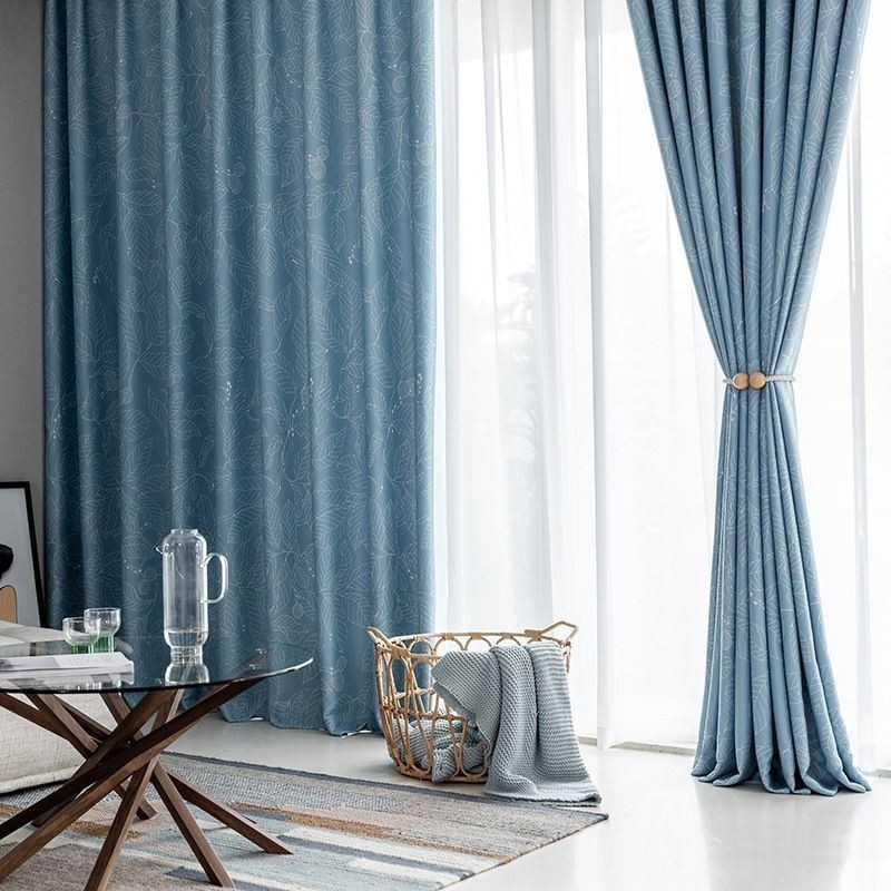 Nordic Blackout Curtain Zasłona Na Wymiar Do Salonu, Sypialni, Nadrukowane Liście
