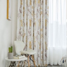 Nordic Printed Leaves Blackout Curtain Zasłona Wykonana Na Wymiar Do Salonu, Sypialni