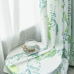 Nordic Printed Leaves Blackout Curtain Zasłona Wykonana Na Wymiar Do Salonu, Sypialni