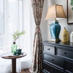 Nordic Cotton Linen Blackout Curtain Zasłona Wykonana Na Wymiar Z Nadrukiem Roślinnym Do Salonu Sypialni