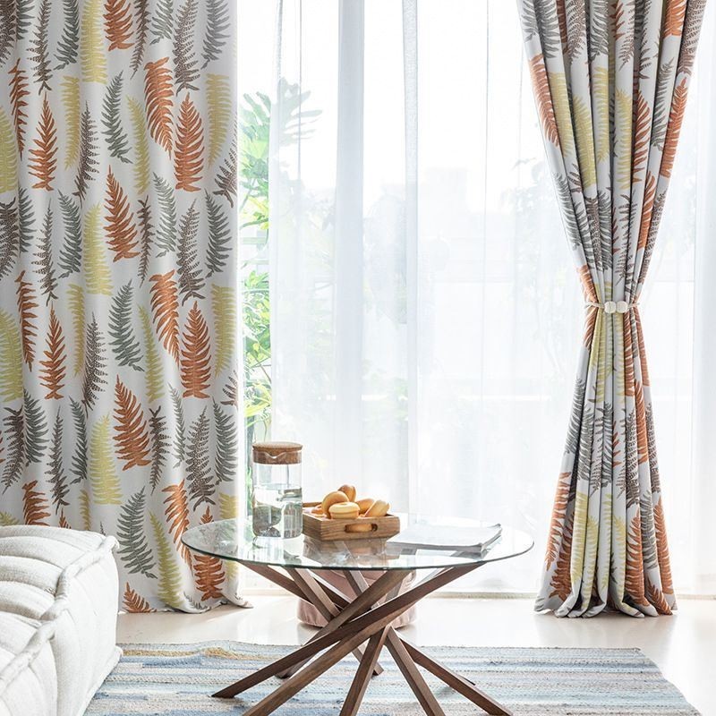Nordic Blackout Curtains Z Nadrukiem Liści Paproci Do Salonu Sypialni