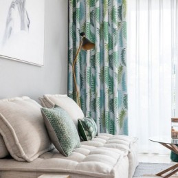 Nordic Blackout Curtains Z Nadrukiem Liści Paproci Do Salonu Sypialni