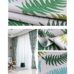 Nordic Blackout Curtains Z Nadrukiem Liści Paproci Do Salonu Sypialni