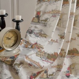 Nordic Linen Blackout Zasłony Miejskie Drukowane Do Salonu Sypialni
