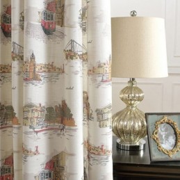 Nordic Linen Blackout Zasłony Miejskie Drukowane Do Salonu Sypialni