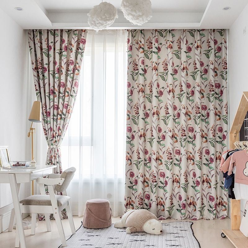Nordic Blackout Curtains Roślinny Nadruk Do Salonu Sypialni