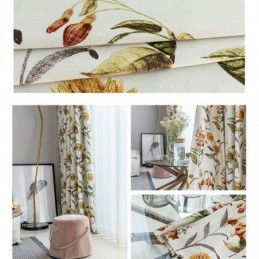 Nordic Blackout Curtains Roślinny Nadruk Do Salonu Sypialni