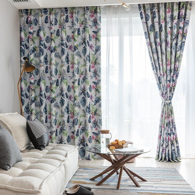 Nordic Blackout Curtains Roślinny Nadruk Do Salonu Sypialni
