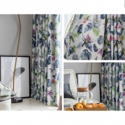 Nordic Blackout Curtains Roślinny Nadruk Do Salonu Sypialni