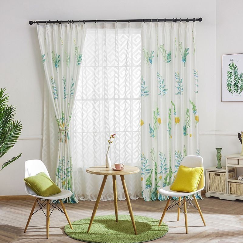 Nordic Blackout Curtain Zasłona Na Wymiar Drukowane Liście Do Salonu Sypialni